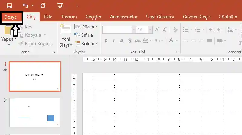 Powerpointteki Dosya Menüsü