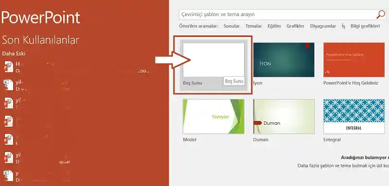 Powerpoint Boş Sunu Açma