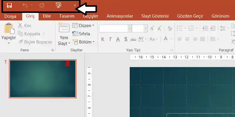 Powerpoint Hızlı Erişim Araç Çubuğu