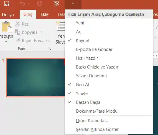 Powerpoint Hızlı Erişim Araç Çubuğu Nasıl Kullanılır