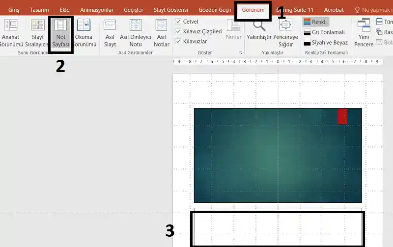 Powerpoint Notlar Sayfası Görünümünü Seçme
