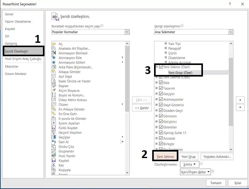 Powerpointte Şerite Sekme Ekleme Adımı 2