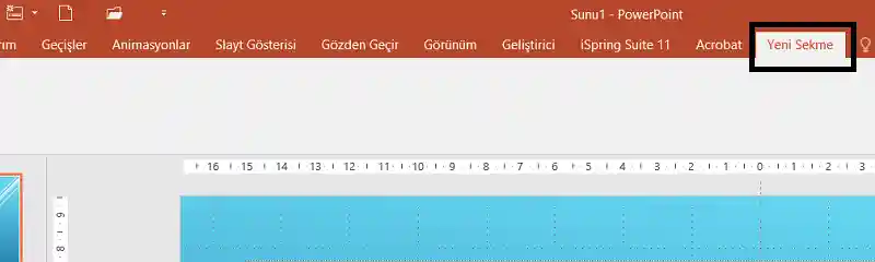 Powerpointte Şeritteki Yeni Sekme