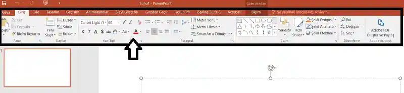 PowerPoint 2016 sürümündeki şerit ve sekmeler