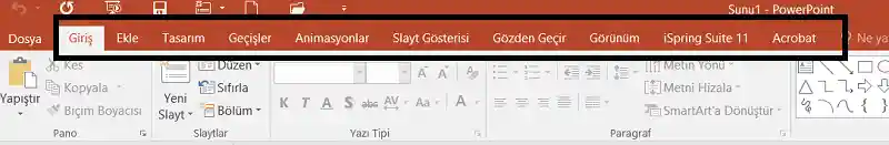 Powerpoint Şeritteki Sekmeler