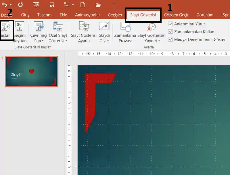 Powerpoint Slayt Gösterisi Görünümünü Seçme 1