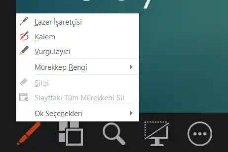 Powerpoint Sunucu Görünümünde Kalem ve Lazer İşaretçi Araçları