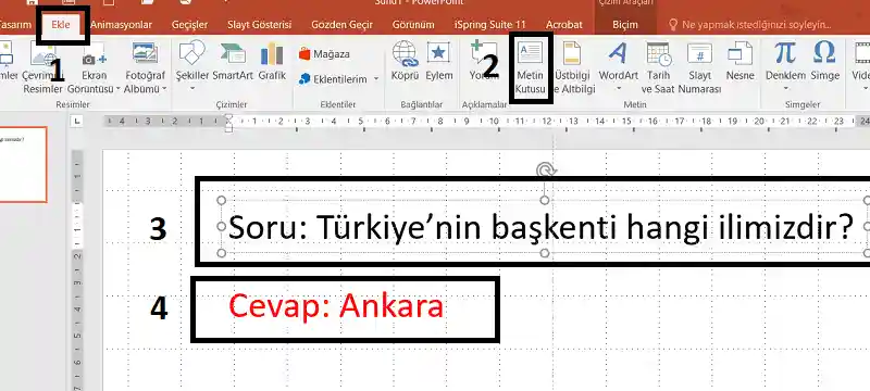 Powerpoint Metin Kutusu Ekleme