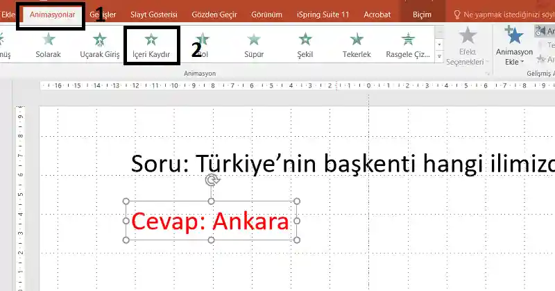 Powerpoint Metne Giriş Animasyonu Ekleme