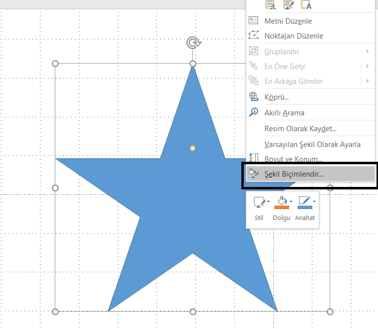 Powerpoint Yıldız Çizme ve Şekli Biçimlendirme