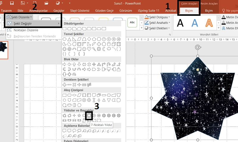 Powerpointte Eklediğimiz Şekli Değiştirme