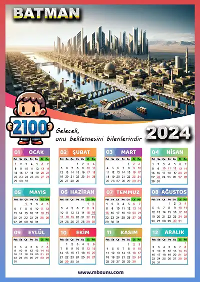 Gelecek Tasarımlı 2024 Batman Takvimi