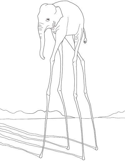 Soyut Sanatsal Boyama - Uzun Bacaklı Fil