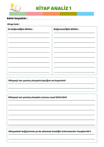 Kitap Analiz Şablonu - Model 1