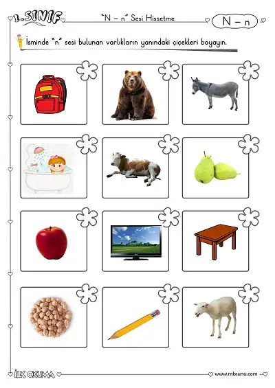 1. Sınıf N Sesi Hissettirme Etkinliği
