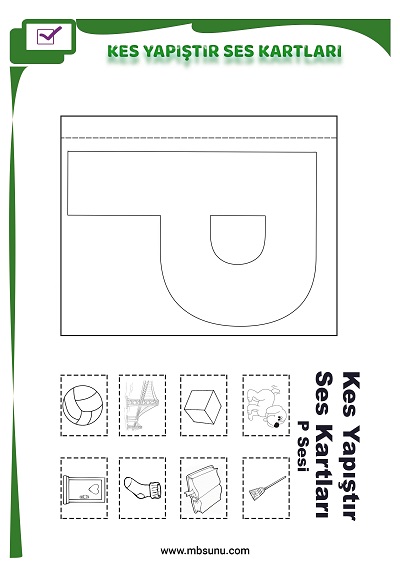 1. Sınıf İlk Okuma P Sesi - Kes Yapıştır Ses Kartı