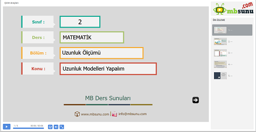 2.Sınıf Matematik - Uzunluk Modelleri Yapalım Sunusu