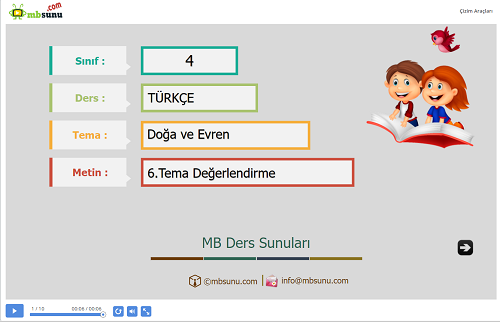 4.Sınıf Türkçe 6. Tema Değerlendirme Sunusu