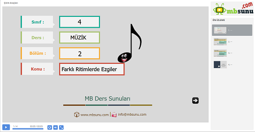 4.Sınıf Müzik Farklı Ritimlerde Ezgiler Sunusu