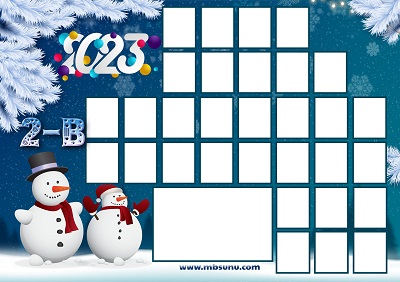 2-B Sınıfı İçin Fotoğraflı 2023 Yeni Yıl Posteri (31 Kişilik)