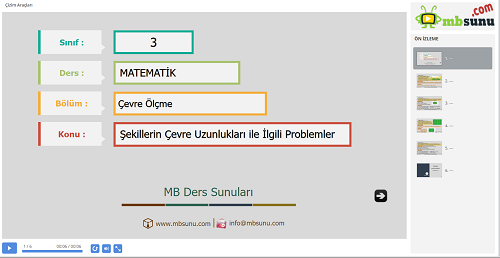 3.Sınıf Matematik - Şekillerin Çevre Uzunluklarıyla İlgili Problemler Sunusu
