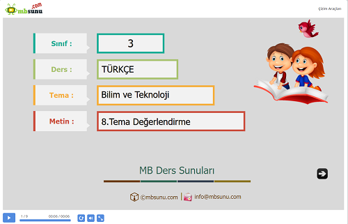 3.Sınıf Türkçe 8. Tema Değerlendirme Sunusu