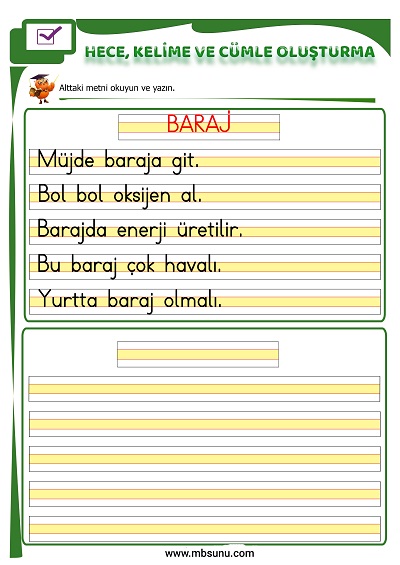 1. Sınıf İlk Okuma J Sesi Birleştirme Etkinliği