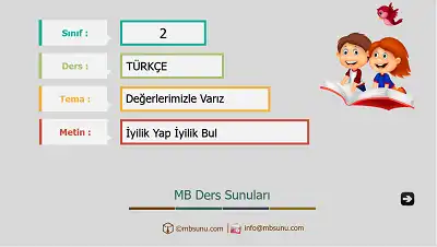 2. Sınıf Türkçe - Etkinlik ve Cevaplarıyla İyilik Yap İyilik Bul Ders Sunusu