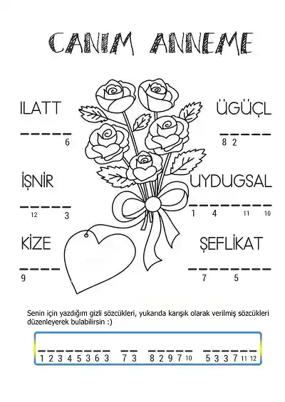 Anneler Günü İçin Canım Anneme Şifreli Mesaj