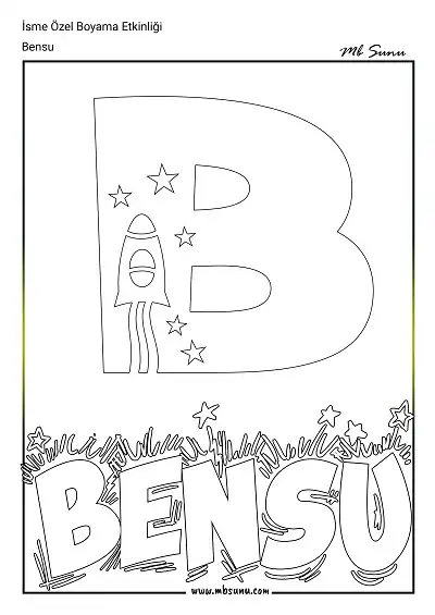 İsme Özel Boyama Etkinliği - Bensu