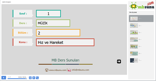 1.Sınıf Müzik - Hız ve Hareket Sunusu