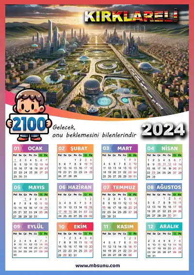 Gelecek Tasarımlı 2024 Kırklareli Takvimi