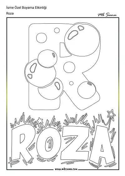 İsme Özel Boyama Etkinliği - Roza