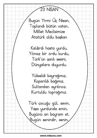 Süslemeye Uygun 23 Nisan Şiirleri