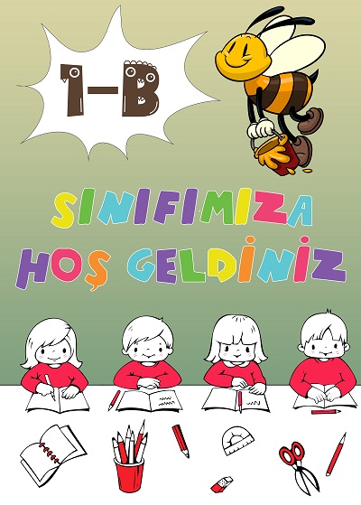 Model 4, 1-B Sınıfı İçin Arılı Sınıfımıza Hoş Geldiniz Posteri - 50x70