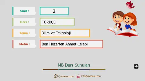 2. Sınıf Türkçe - Etkinlik ve Cevaplarıyla Ben Hezarfen Ahmet Çelebi Ders Sunusu