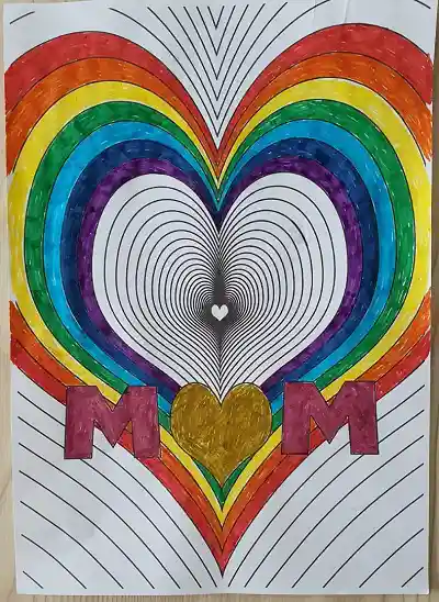 Heart pattern painting for mother's day