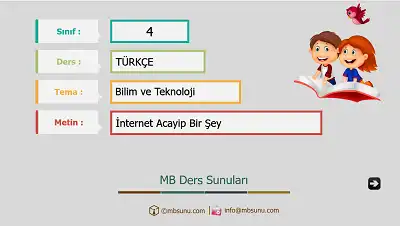4. Sınıf Türkçe - Etkinlik ve Cevaplarıyla İnternet Acayip Bir Şey Ders Sunusu