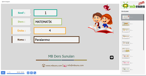 1.Sınıf Matematik Paralarımız Sunusu