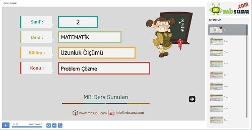 2.Sınıf Matematik - Uzunluk Ölçme Problem Çözme Sunusu