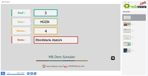 3.Sınıf Müzik - Etkinliklerle Atatürk Sunusu