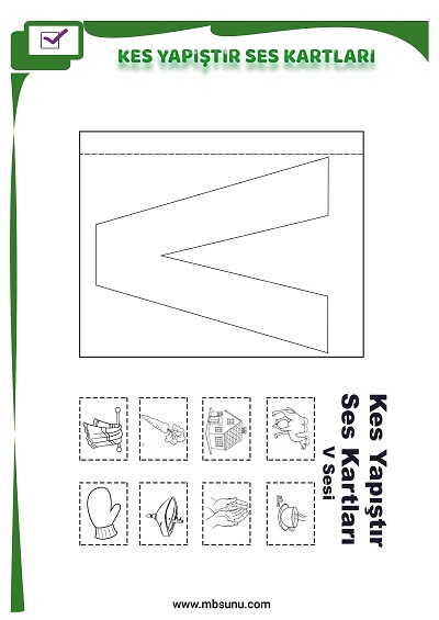 1. Sınıf İlk Okuma V Sesi - Kes Yapıştır Ses Kartı
