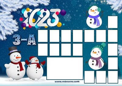 3-A Sınıfı İçin Fotoğraflı 2023 Yeni Yıl Posteri (17 Kişilik)