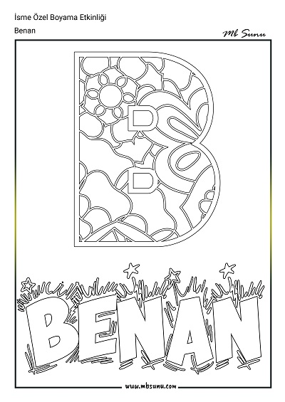 İsme Özel Boyama Etkinliği - Benan