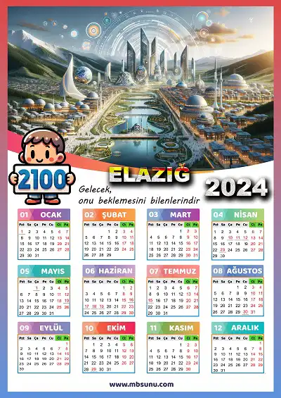 Gelecek Tasarımlı 2024 Elazığ Takvimi