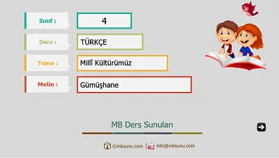 4. Sınıf Türkçe - Etkinlik ve Cevaplarıyla Gümüşhane Ders Sunusu