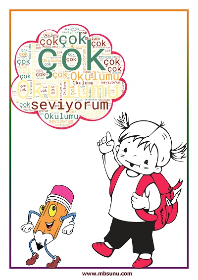Okulumu Çok Seviyorum Sözcük Kolajı