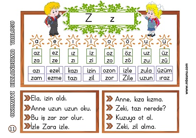 Okumayı Hızlandırma Tablosu 2