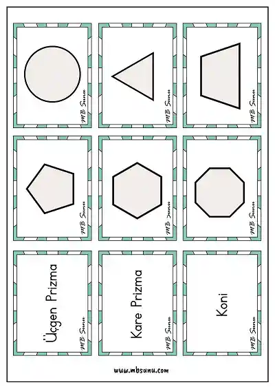Geometrik Cisim ve Şekiller - Hafıza, Eşleştirme Oyunu