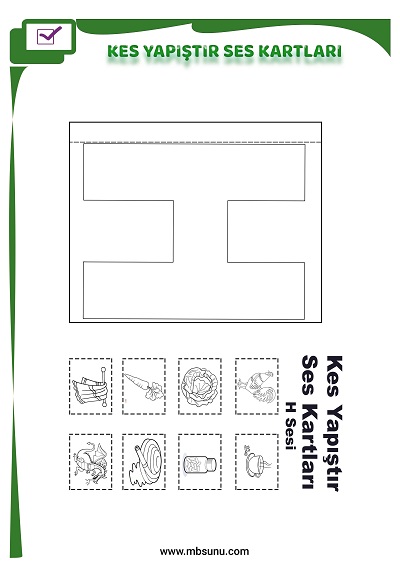 1. Sınıf İlk Okuma H Sesi - Kes Yapıştır Ses Kartı